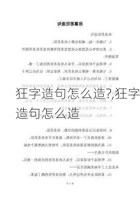 狂字造句怎么造?,狂字造句怎么造