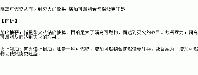 釜底抽薪化学灭火原理,请用化学知识解释釜底抽薪的灭火原理