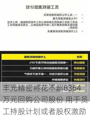 丰光精密将花不超8364万元回购公司股份 用于员工持股计划或者股权激励