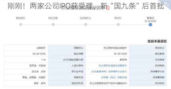 刚刚！两家公司IPO获受理，新“国九条”后首批