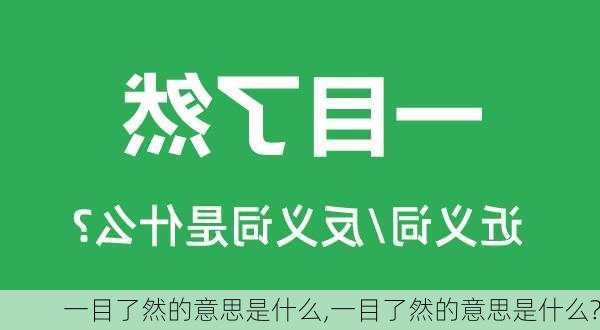 一目了然的意思是什么,一目了然的意思是什么?