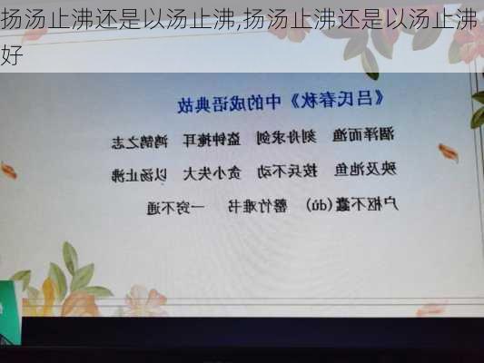 扬汤止沸还是以汤止沸,扬汤止沸还是以汤止沸好