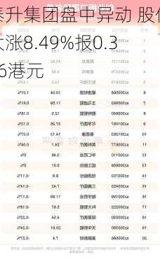 泰升集团盘中异动 股价大涨8.49%报0.396港元