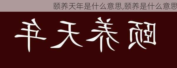 颐养天年是什么意思,颐养是什么意思