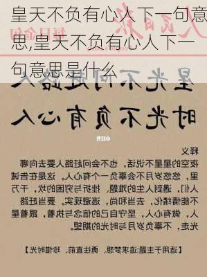 皇天不负有心人下一句意思,皇天不负有心人下一句意思是什么