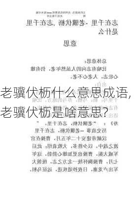 老骥伏枥什么意思成语,老骥伏枥是啥意思?