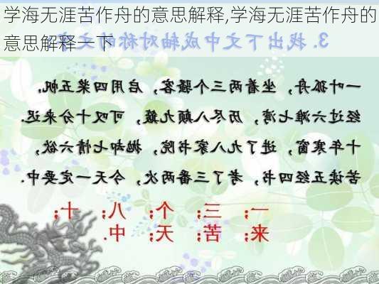 学海无涯苦作舟的意思解释,学海无涯苦作舟的意思解释一下