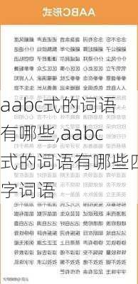 aabc式的词语有哪些,aabc式的词语有哪些四字词语