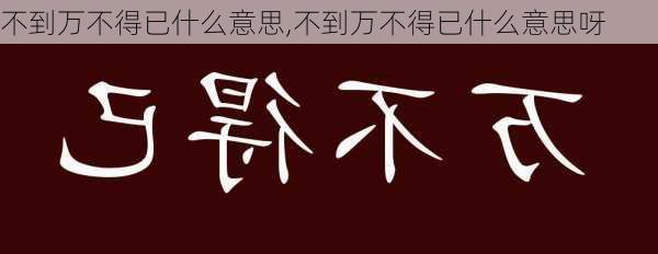 不到万不得已什么意思,不到万不得已什么意思呀