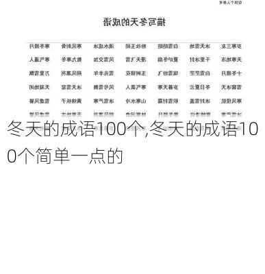 冬天的成语100个,冬天的成语100个简单一点的