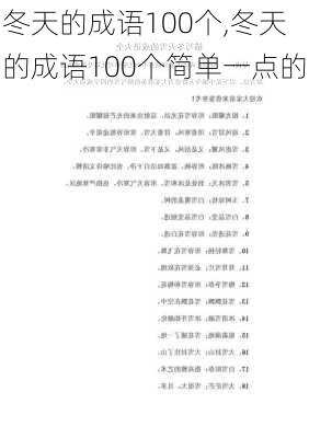 冬天的成语100个,冬天的成语100个简单一点的