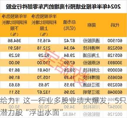 给力！这一行业多股业绩大爆发，5只潜力股“浮出水面”