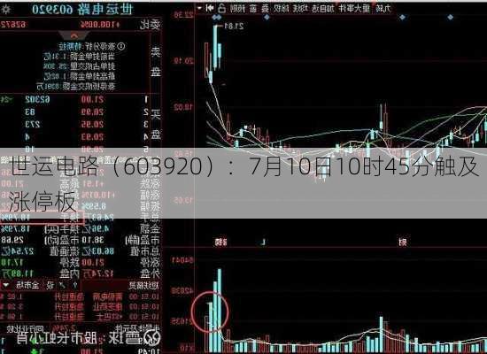 世运电路（603920）：7月10日10时45分触及涨停板