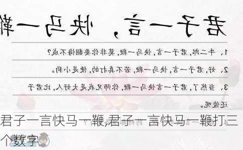 君子一言快马一鞭,君子一言快马一鞭打三个数字