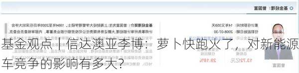 基金观点｜信达澳亚李博：萝卜快跑火了，对新能源车竞争的影响有多大？