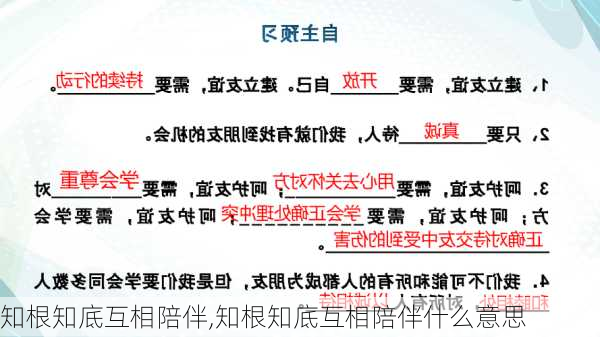 知根知底互相陪伴,知根知底互相陪伴什么意思