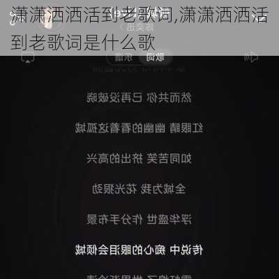 潇潇洒洒活到老歌词,潇潇洒洒活到老歌词是什么歌