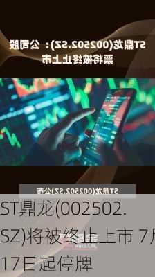 ST鼎龙(002502.SZ)将被终止上市 7月17日起停牌