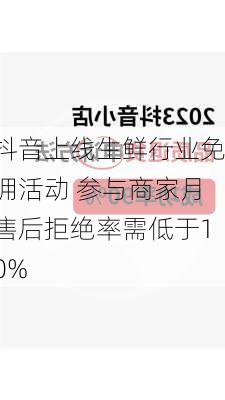 抖音上线生鲜行业免佣活动 参与商家月售后拒绝率需低于10%