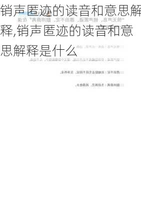 销声匿迹的读音和意思解释,销声匿迹的读音和意思解释是什么