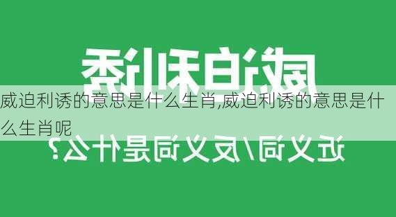 威迫利诱的意思是什么生肖,威迫利诱的意思是什么生肖呢