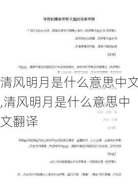 清风明月是什么意思中文,清风明月是什么意思中文翻译