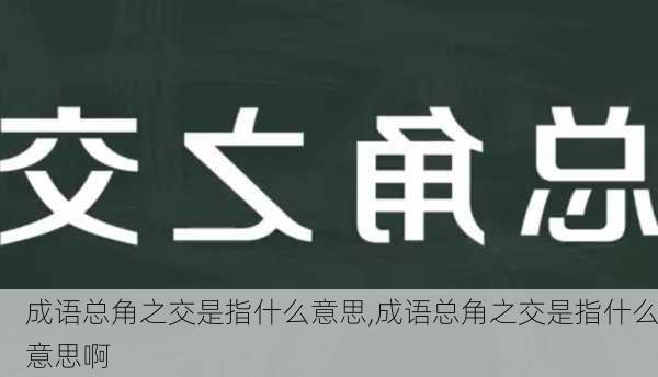 成语总角之交是指什么意思,成语总角之交是指什么意思啊