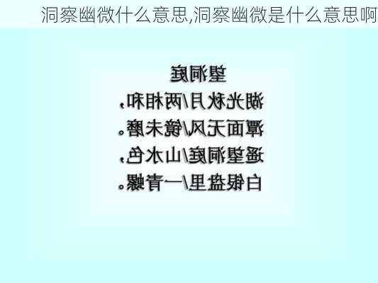 洞察幽微什么意思,洞察幽微是什么意思啊