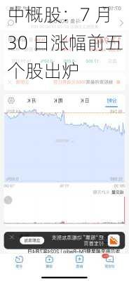 中概股：7 月 30 日涨幅前五个股出炉