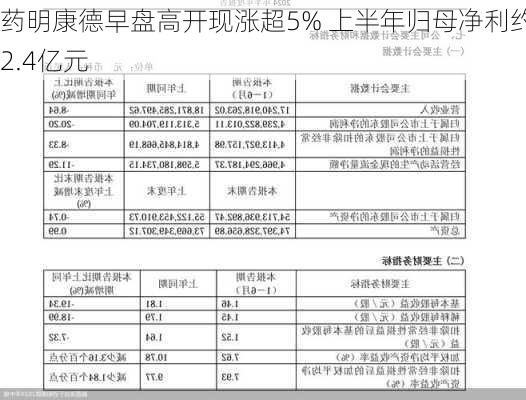 药明康德早盘高开现涨超5% 上半年归母净利约42.4亿元