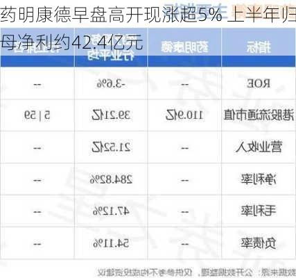 药明康德早盘高开现涨超5% 上半年归母净利约42.4亿元