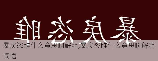 暴戾恣睢什么意思啊解释,暴戾恣睢什么意思啊解释词语