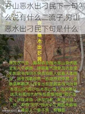 穷山恶水出刁民下一句怎么说有什么二流子,穷山恶水出刁民下句是什么