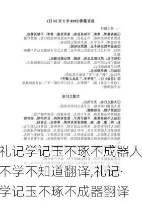 礼记学记玉不琢不成器人不学不知道翻译,礼记·学记玉不琢不成器翻译