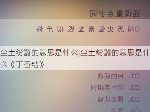 尘土纷嚣的意思是什么,尘土纷嚣的意思是什么《丁香结》