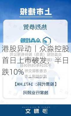 港股异动丨众淼控股首日上市破发，半日跌10%