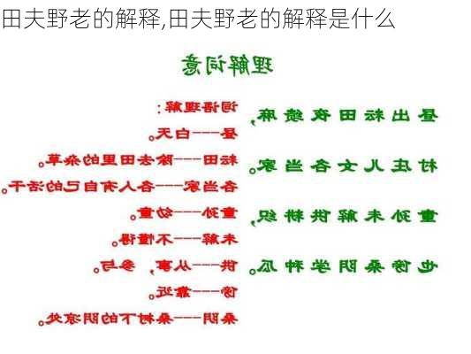 田夫野老的解释,田夫野老的解释是什么