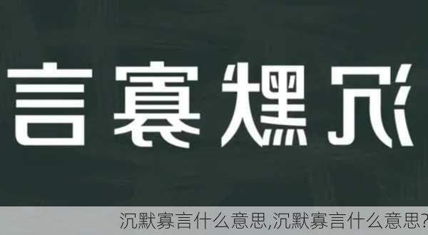 沉默寡言什么意思,沉默寡言什么意思?