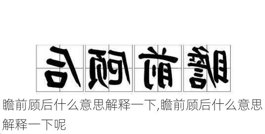 瞻前顾后什么意思解释一下,瞻前顾后什么意思解释一下呢