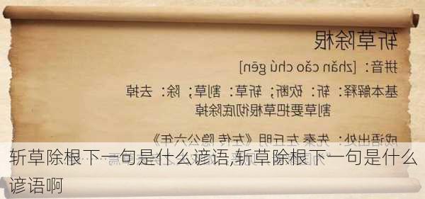 斩草除根下一句是什么谚语,斩草除根下一句是什么谚语啊