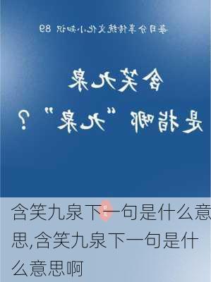 含笑九泉下一句是什么意思,含笑九泉下一句是什么意思啊