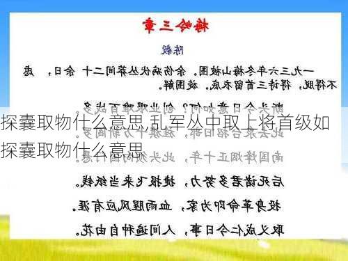 探囊取物什么意思,乱军丛中取上将首级如探囊取物什么意思