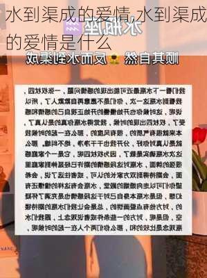 水到渠成的爱情,水到渠成的爱情是什么