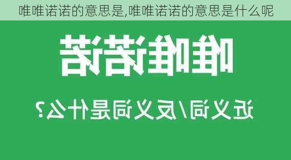 唯唯诺诺的意思是,唯唯诺诺的意思是什么呢