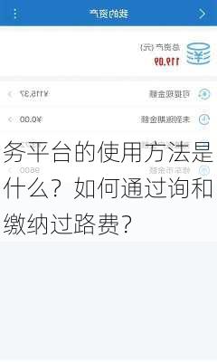 务平台的使用方法是什么？如何通过询和缴纳过路费？