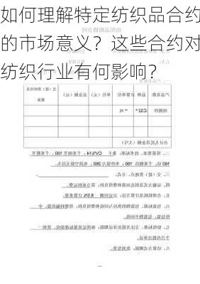 如何理解特定纺织品合约的市场意义？这些合约对纺织行业有何影响？