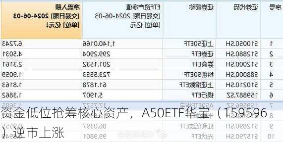 资金低位抢筹核心资产，A50ETF华宝（159596）逆市上涨