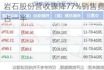 岩石股份营收骤降77%销售费占一半