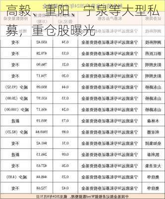 高毅、重阳、宁泉等大型私募，重仓股曝光