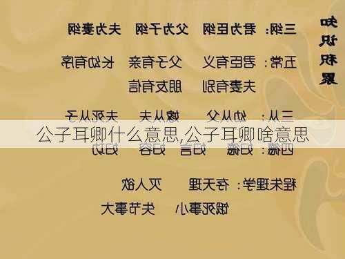 公子耳卿什么意思,公子耳卿啥意思